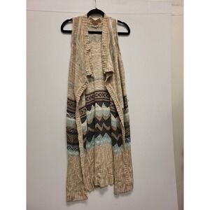 Eyeshadow‎ Womens Sleeveless Cardigan Sweater Vest M Open Front Knit Boho Style